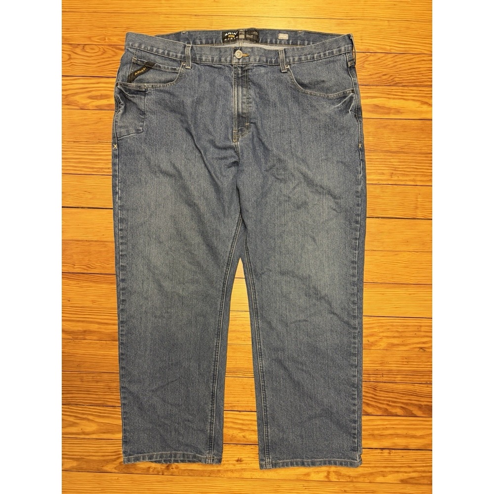 Ariat Rebar M4 Mens Relaxed Boot Cut Jeans Blue Denim Size 44x30